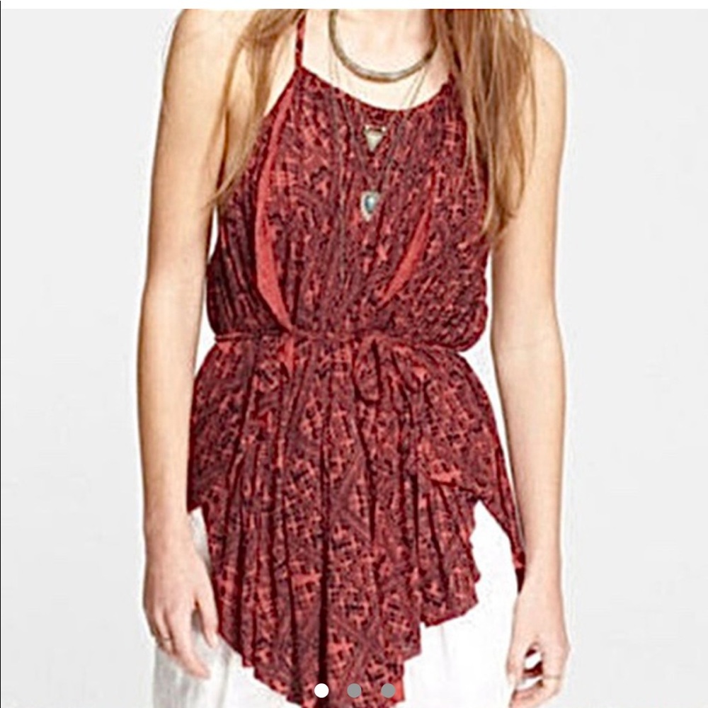 Free People Red Tie Top